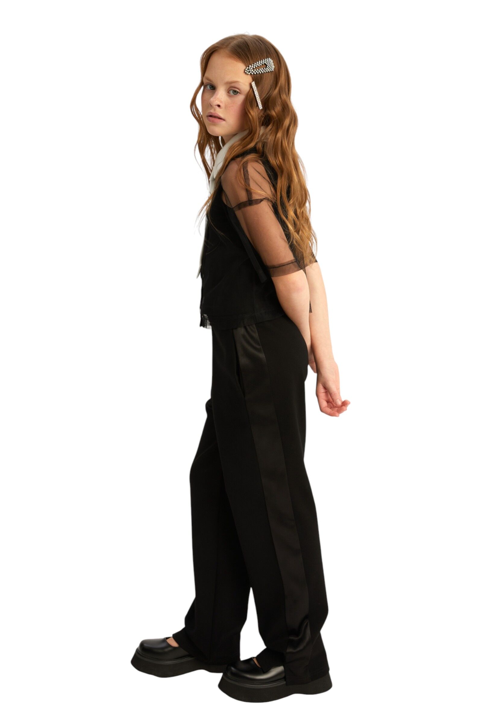 Блуза дев. АРТ.252240,чер-бел,хл-эл