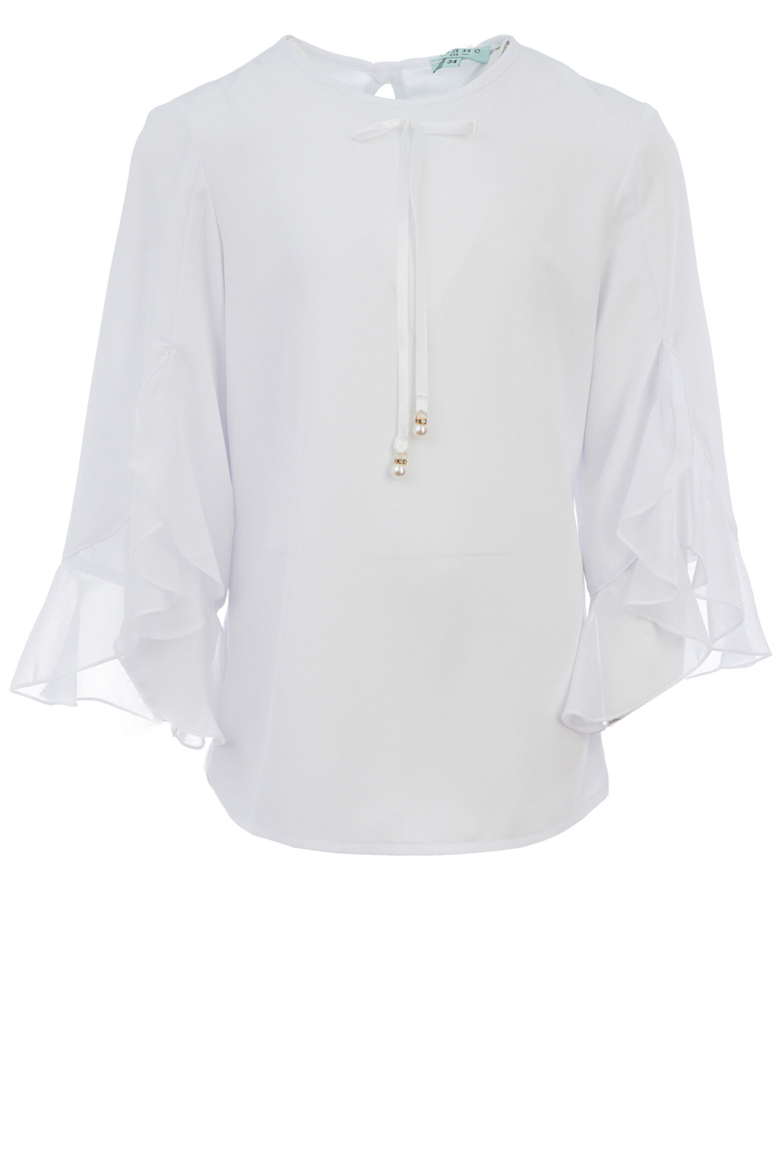 Блуза дев. АРТ.641,бел,хл-пэ