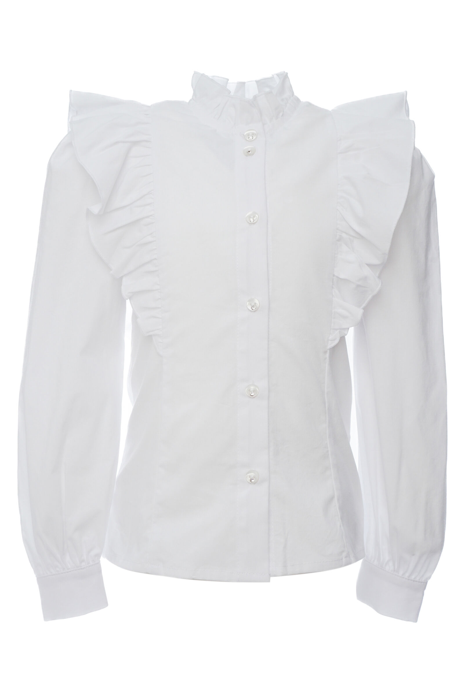 Блуза дев. АРТ.D23146,бел,хл-пэ-лайкра