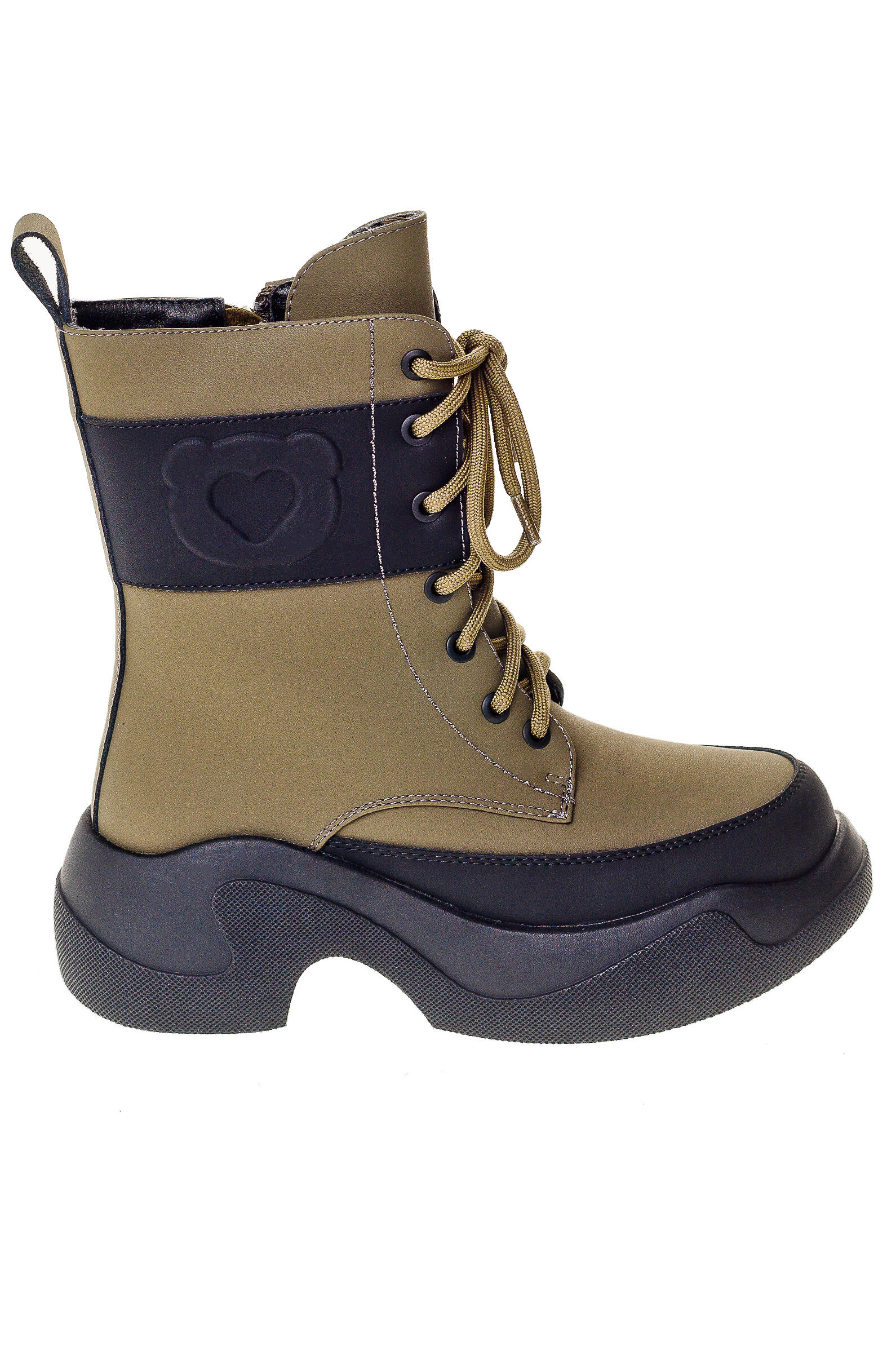 Ботинки дев. АРТ.73-0775,хаки-чер,и.к-н.к/шер