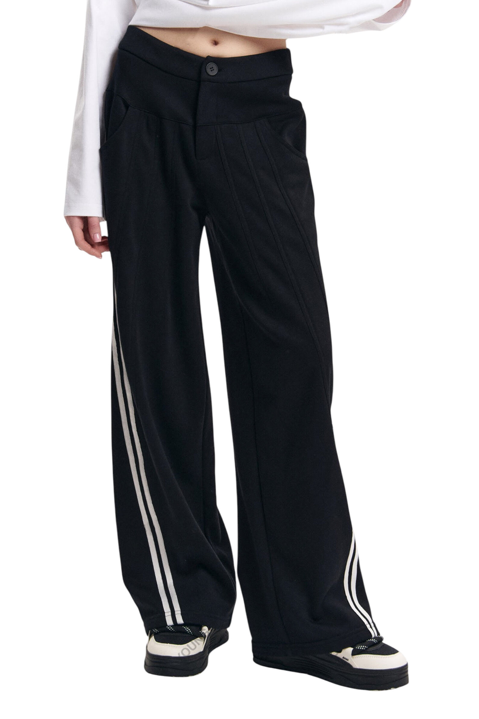 Брюки дев. АРТ.AT125387,чер-бел,хл-пэ