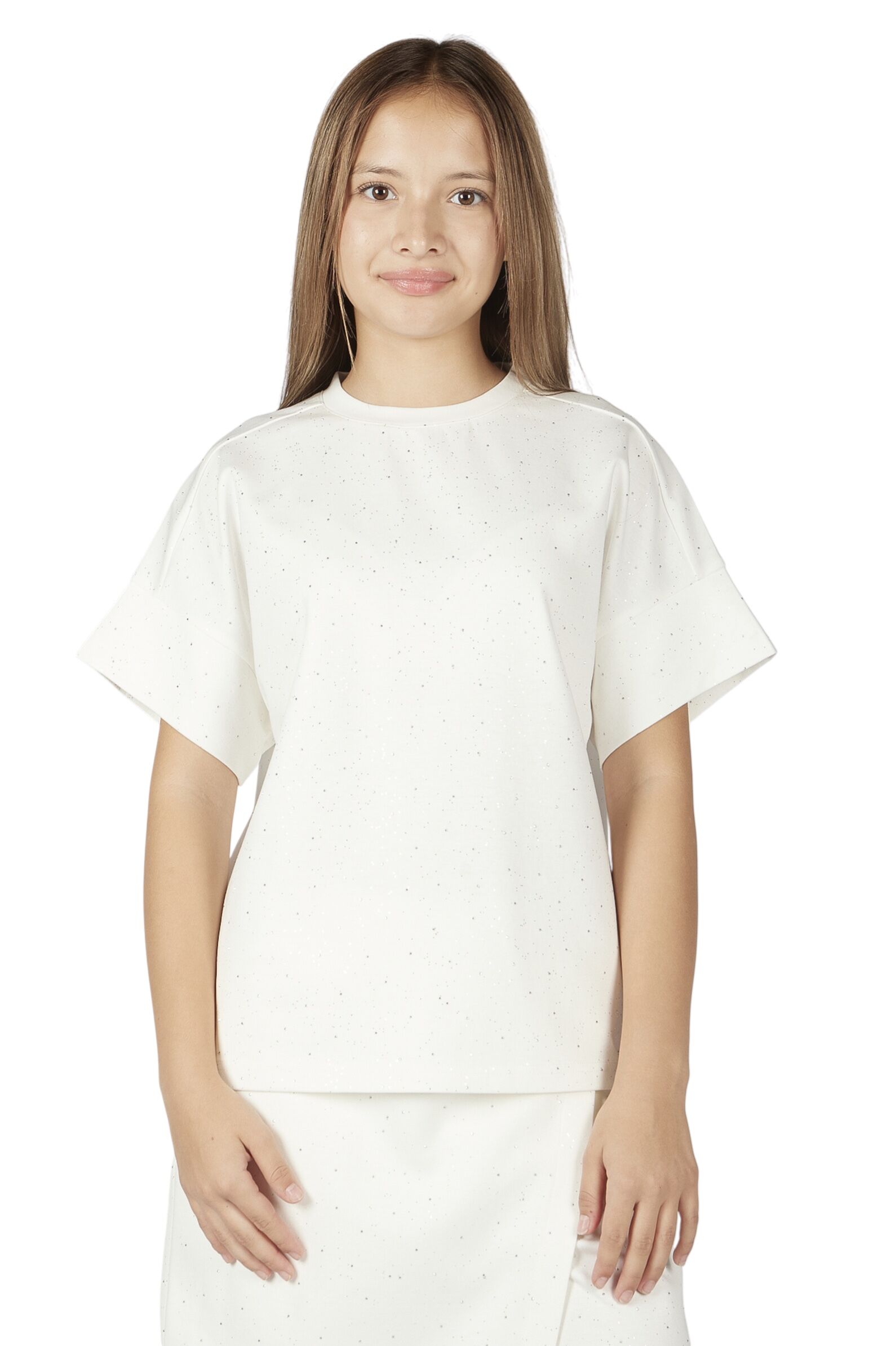 Футболка дев. АРТ.G-TS26101,бел,хл-эл