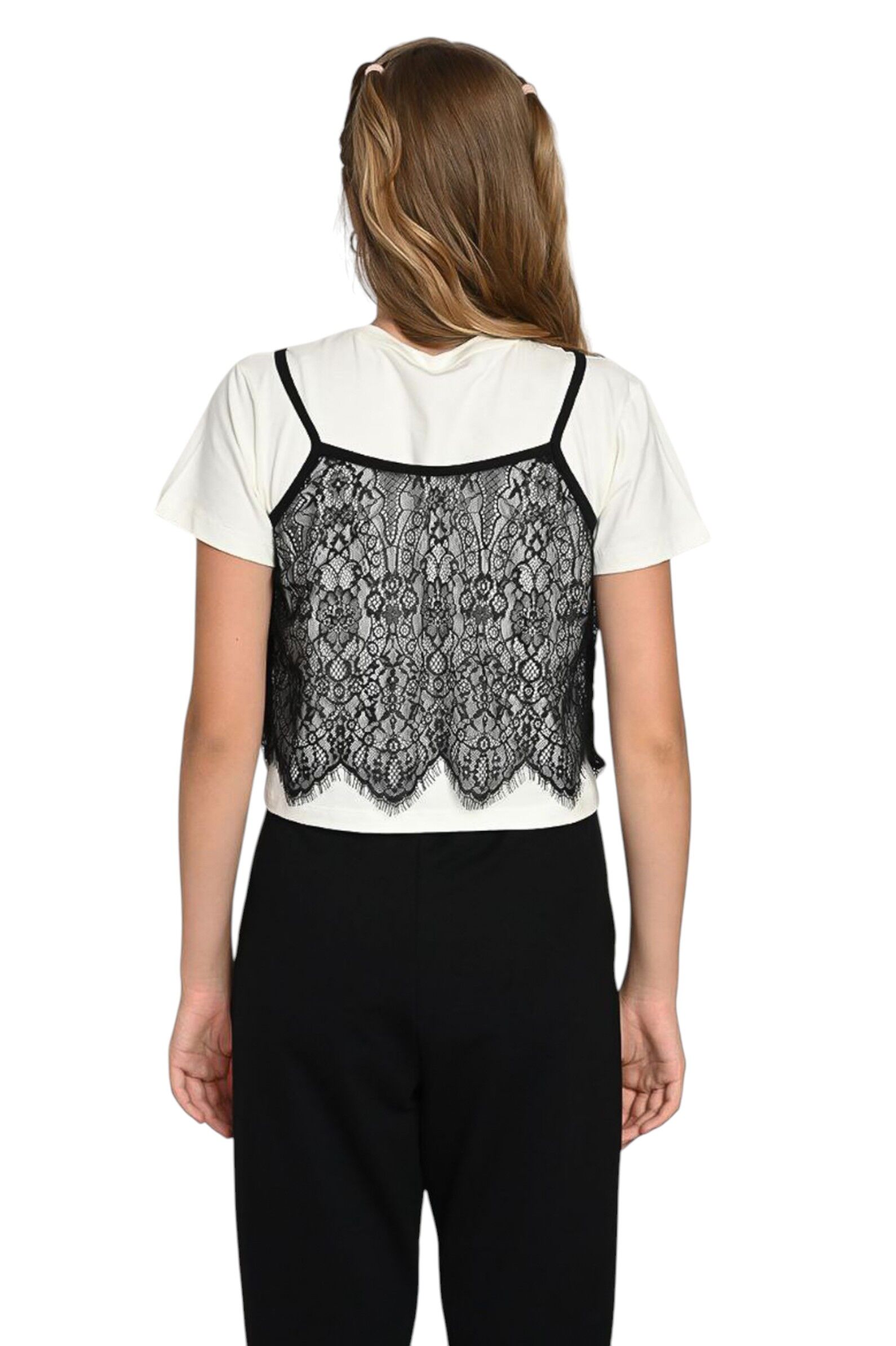 Футболка+топ дев. АРТ.7932,мол-чер,хл-лайкра