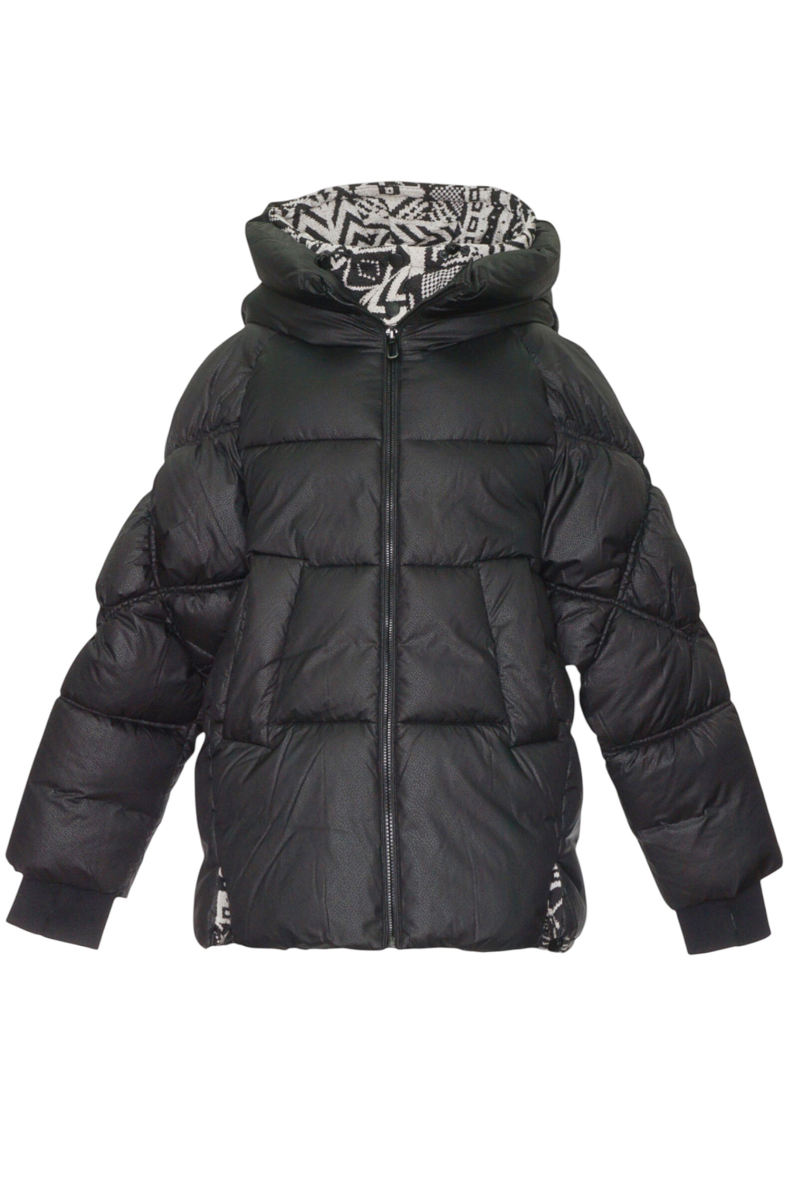 Куртка дев. АРТ.416BS,чер-бел,пэ/пэ