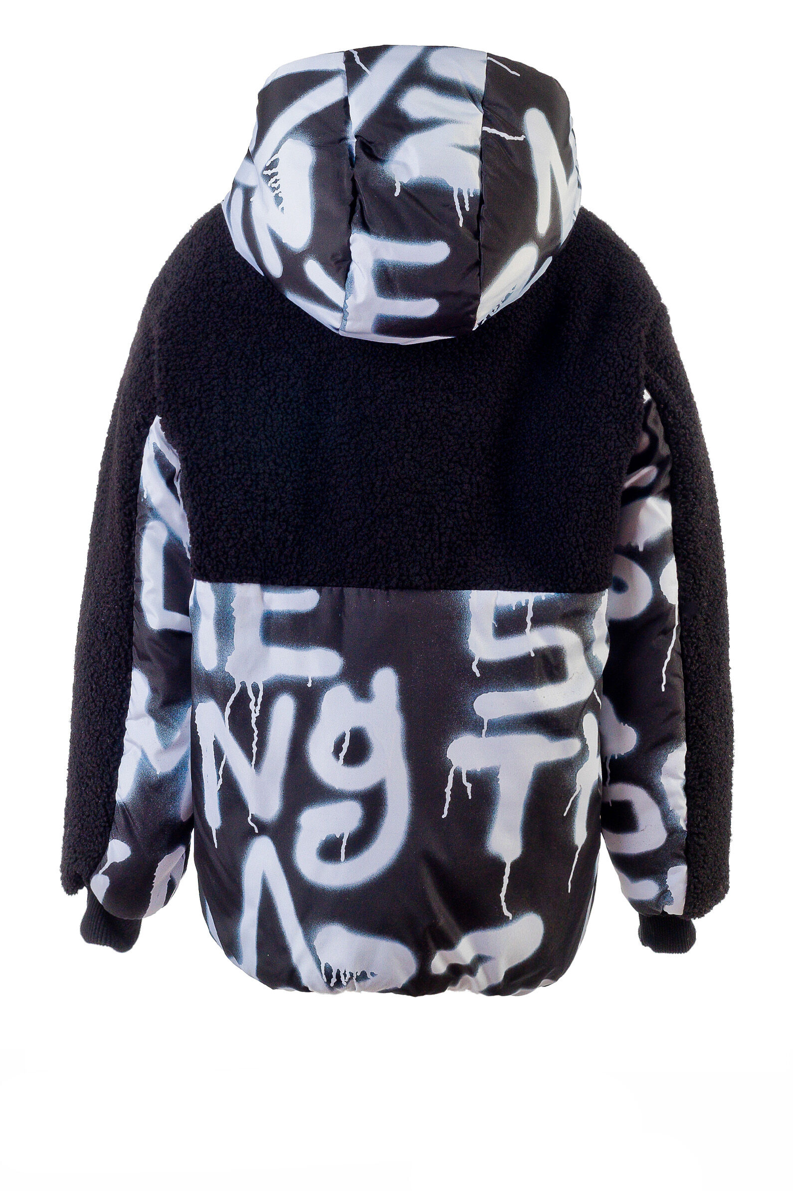 Куртка дев. АРТ.Complen,чер-бел,полиэфир/аляска