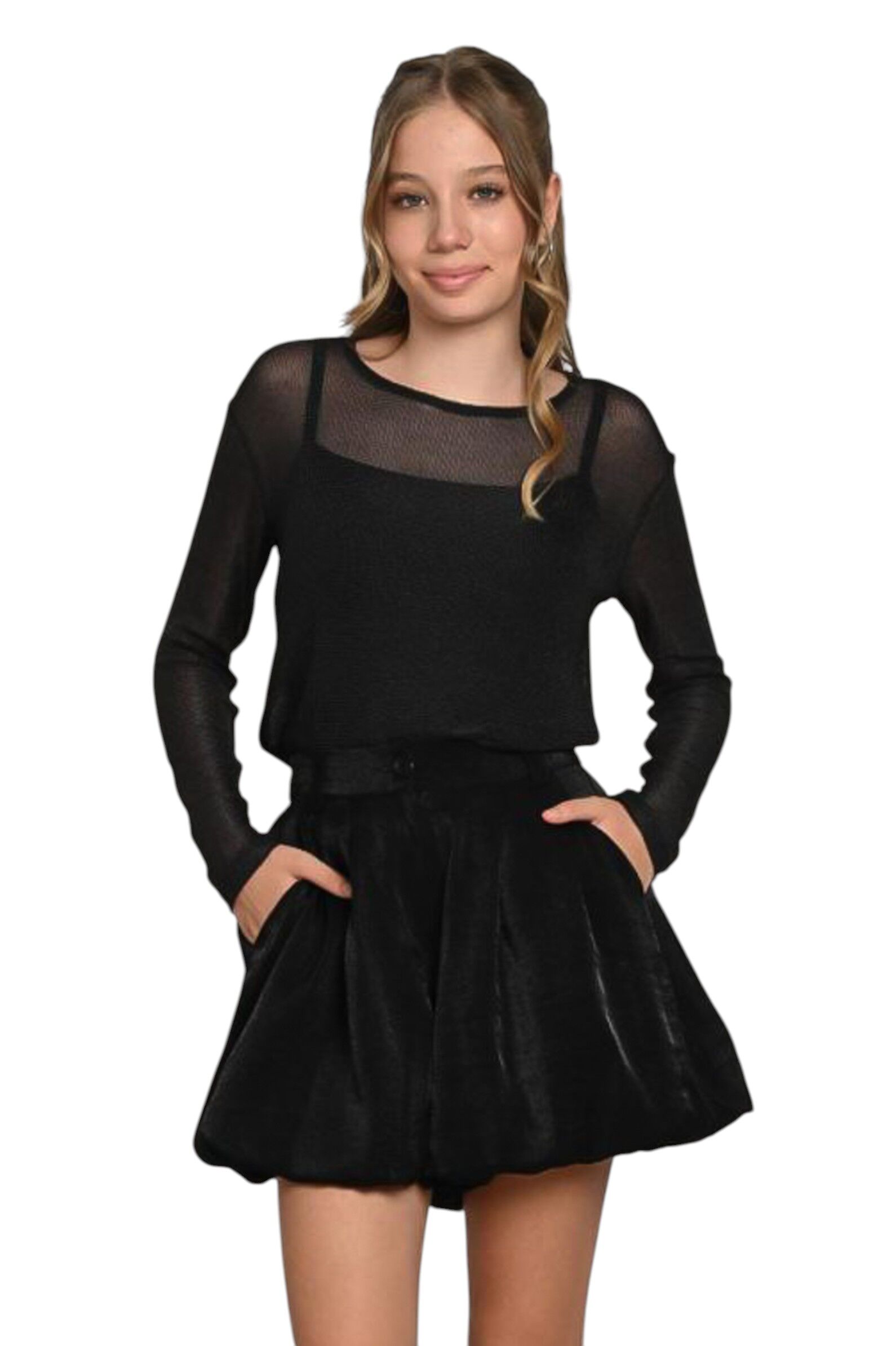 Лонгслив+топ дев. АРТ.7998,чер,хл-лайкра