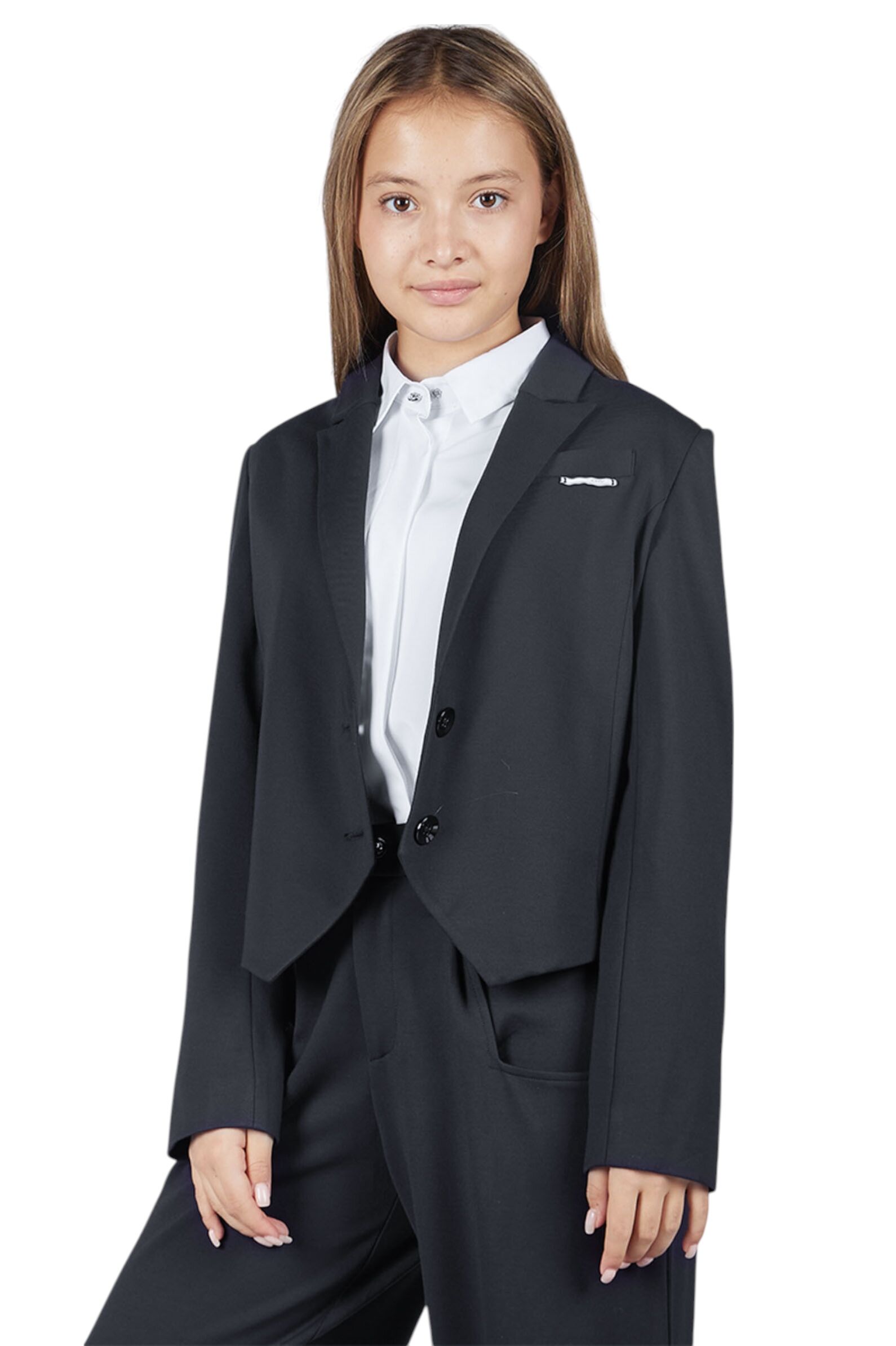 Пиджак дев. АРТ.G-SU25236,чер,вис-па-эл