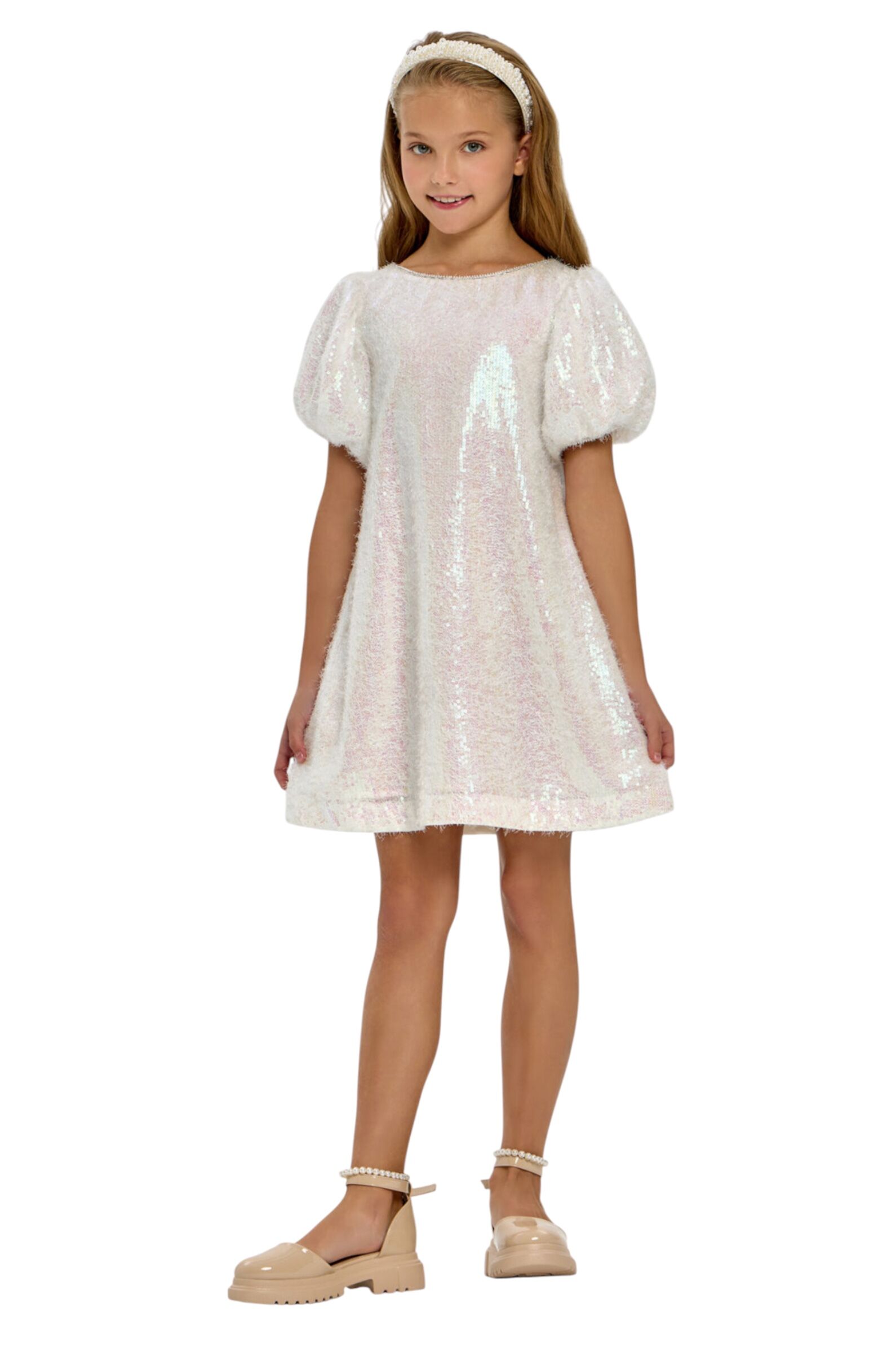 Платье дев. АРТ.1834.43,бел,пэ/хл