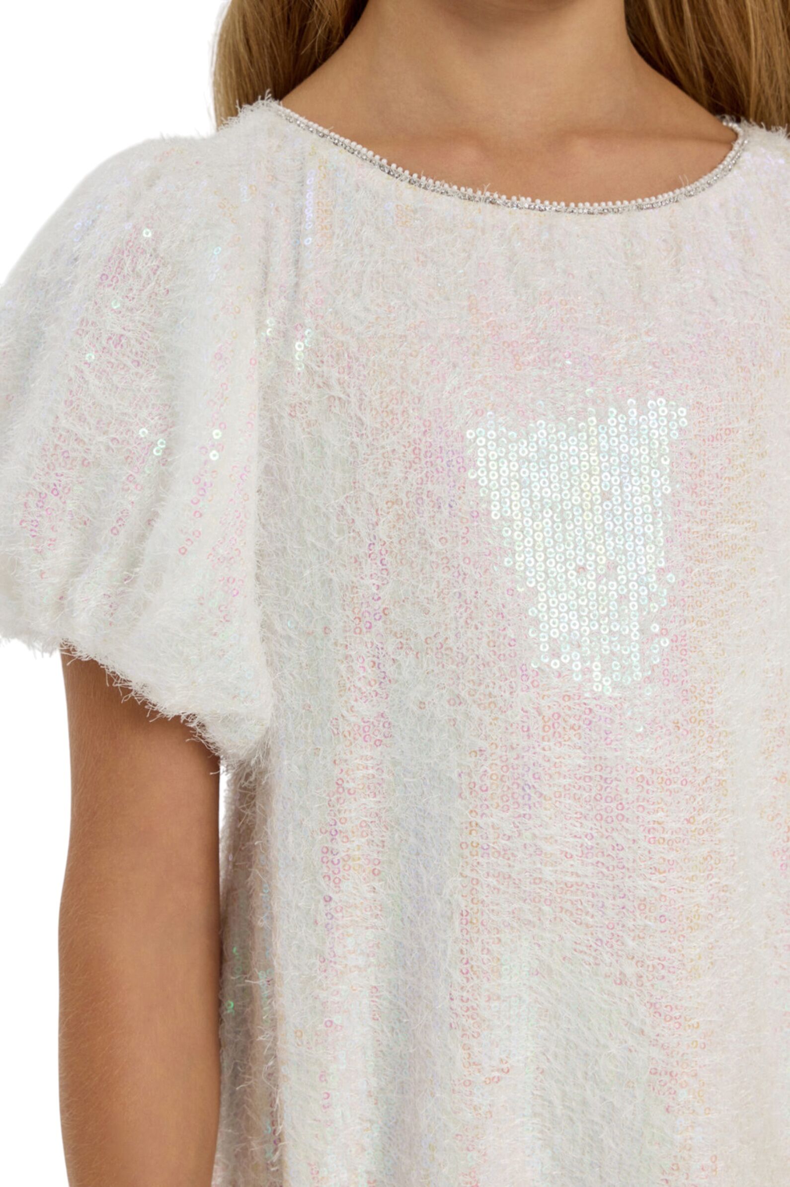 Платье дев. АРТ.1834.43,бел,пэ/хл