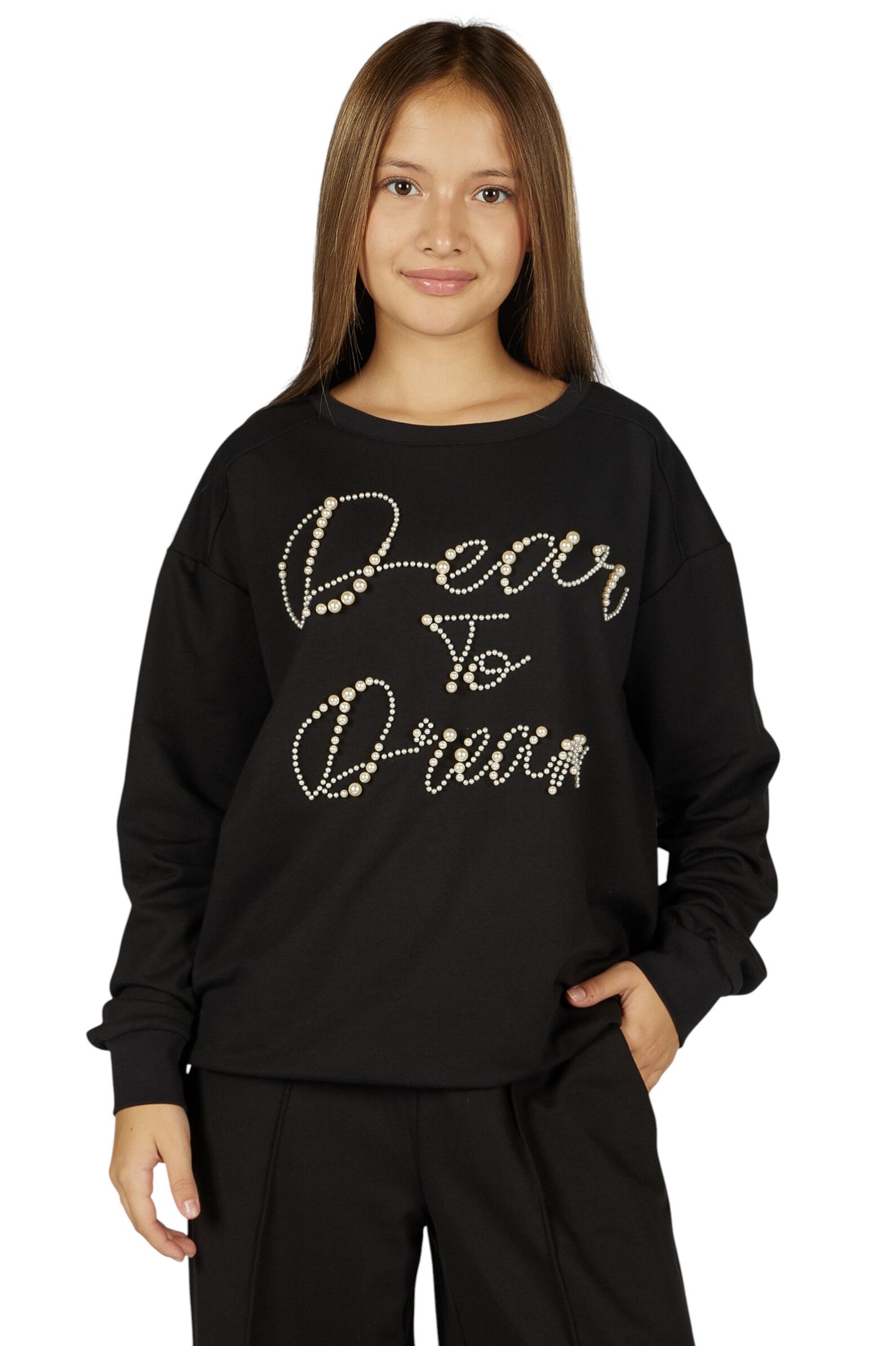 Свитшот дев. АРТ.G-SW26048,чер-бел,хл-пэ