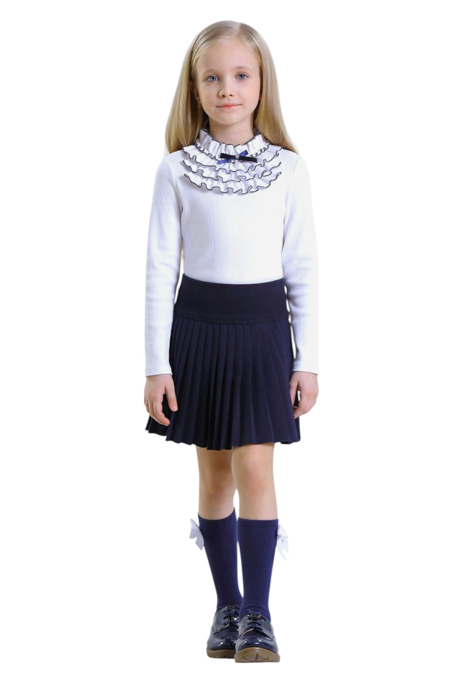 Юбка дев. АРТ.384/3-525/524,син,пэ-вис-эл-хл